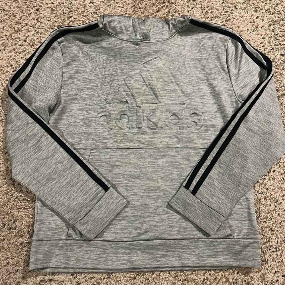 adidas Heather Gray Hoodie with Black Accents